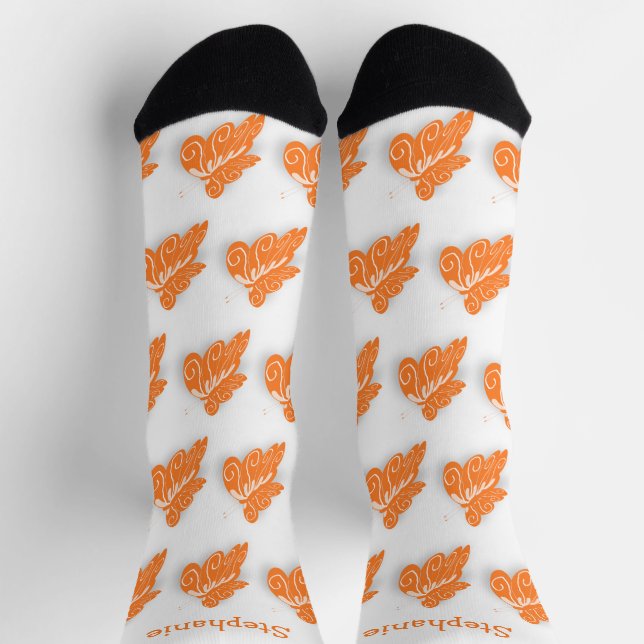 Socks Orange Butterfly Design Socken (Oben)