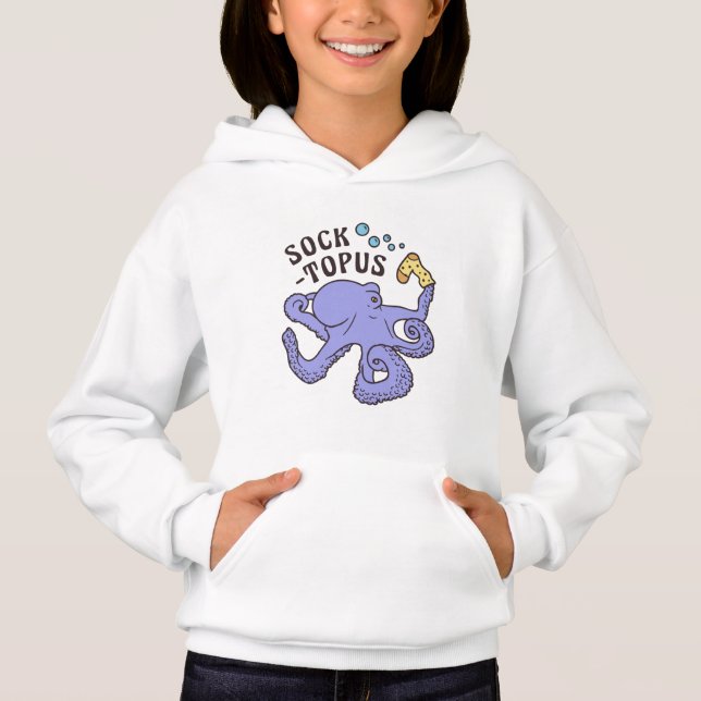 Socktopus Blauer Kraken mit Sockfunny Meme Hoodie (Vorderseite)