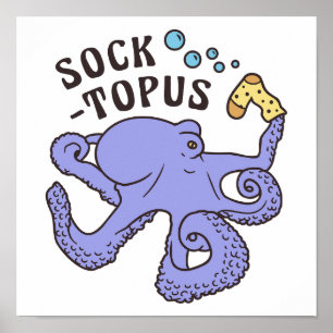Socktopus Blauer Kraken mit Sockfunny Meme Poster