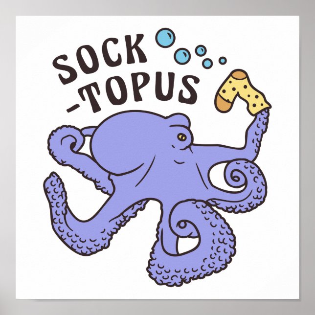 Socktopus Blauer Kraken mit Sockfunny Meme Poster (Vorne)