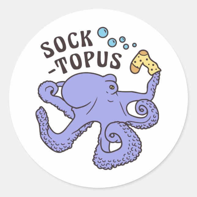 Socktopus Blauer Kraken mit Sockfunny Meme Runder Aufkleber (Vorderseite)