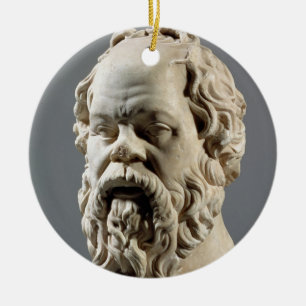 SOCRATES, Marmorkopf, Kopie von einer Bronze von Keramik Ornament