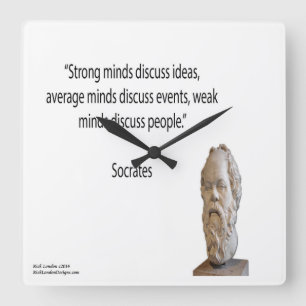 Socrates & Strong Minds Zitat-Wanduhr Quadratische Wanduhr