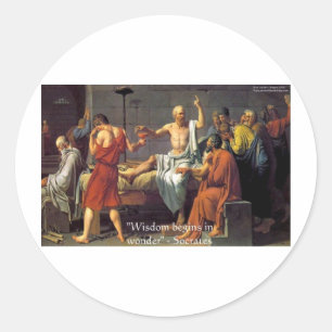 Socrates "Weisheit/Wunder" Zitat Geschenke T-Shirt Runder Aufkleber