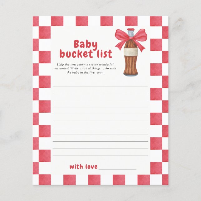 Soda & Bow baby shower - Baby bucket list game (Vorderseite)