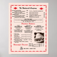 Soda Fountain Menu Poster