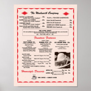 Soda Fountain Menu Poster