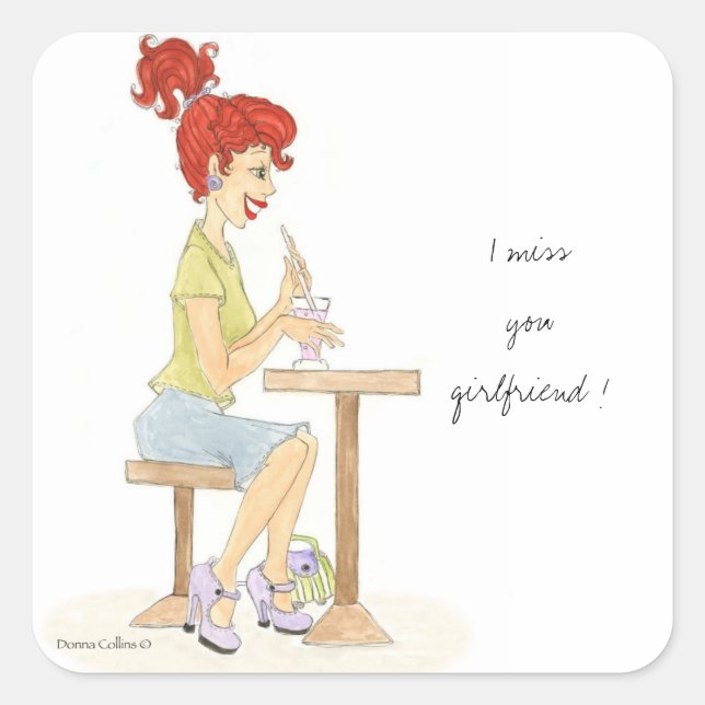 Soda Girl-Aufkleber Quadratischer Aufkleber (Vorderseite)