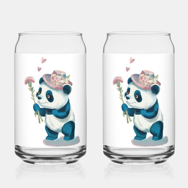 Soda Glass Blume Panda Dosenglas (Vorderseite)