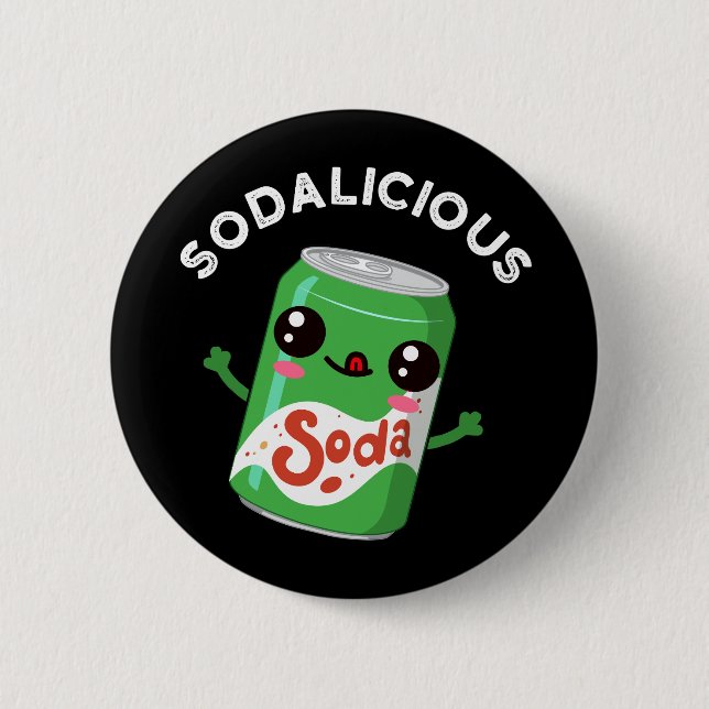 Soda licious Funny Soda Pop Pun Dark BG Button (Vorderseite)