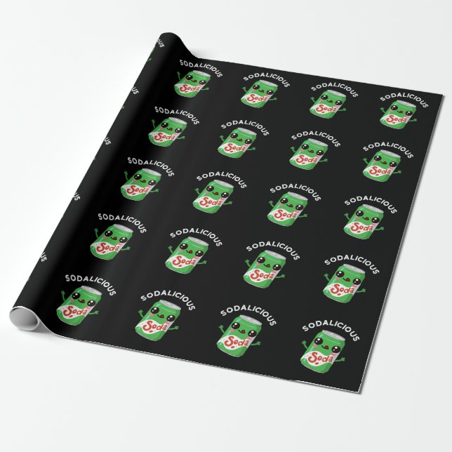 Soda licious Funny Soda Pop Pun Dark BG Geschenkpapier (Ungerollt)