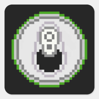 Soda Pop Can Pixel Art - grün Quadratischer Aufkleber