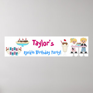 Soda Shop 50's Retro Geburtstagsparty Banner Poster