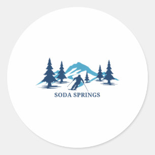 Soda Springs California Ski Resort Skifahrer _1 Runder Aufkleber