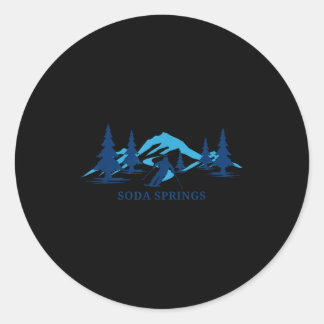 Soda Springs Kalifornien Skigebiet Skifahren Skifa Runder Aufkleber