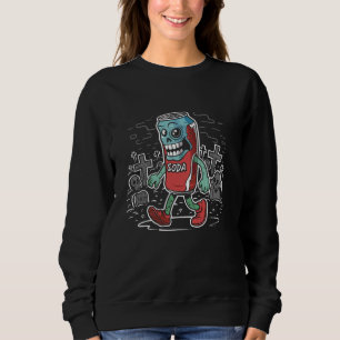 Soda Zombie - Vintages graues Limo Monster Hallowe Sweatshirt