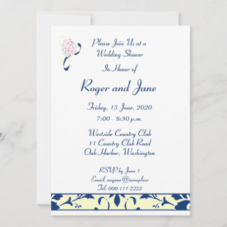 Sodalite Blue, Lemon, Damask Brautparty Card Einladung