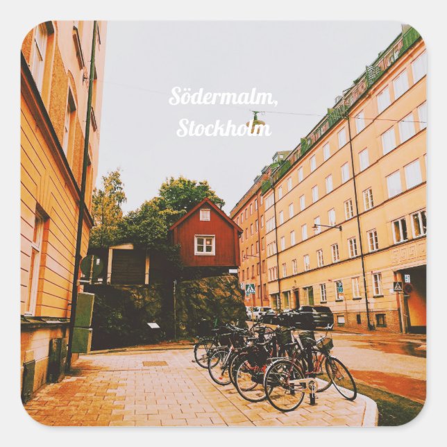 Södermalm, Stockholm, Schweden Quadratischer Aufkleber (Vorderseite)