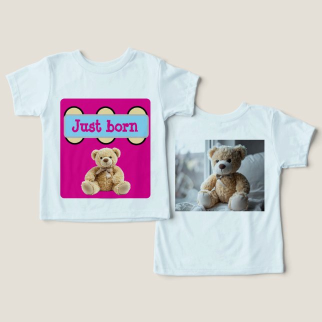 Soeben geborene Teddybär-Gestaltung (Design Vorderseite & Rückseite)