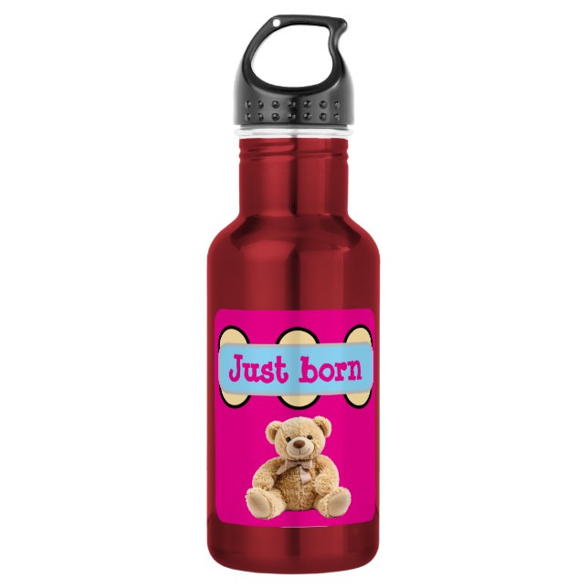 Soeben geborene Teddybär-Gestaltung Edelstahlflasche (Vorderseite)