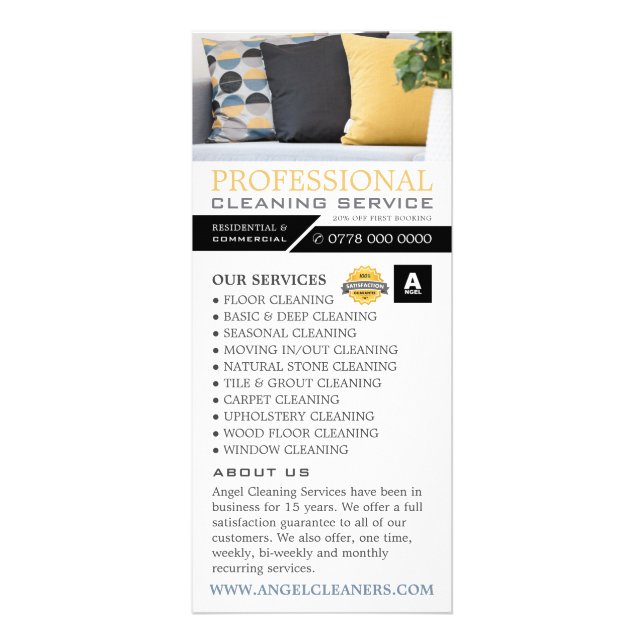 Sofa Cushions, Liste der Reinigungspreise Werbekarte (Vorne)