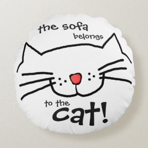 Sofa gehört zur Katze - weiß Rundes Kissen