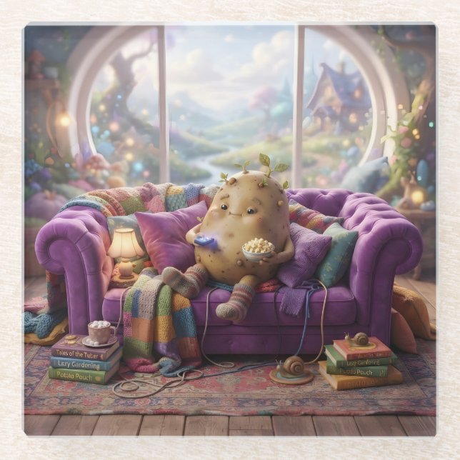 Sofa-Kartoffel Glasuntersetzer (Vorderseite)