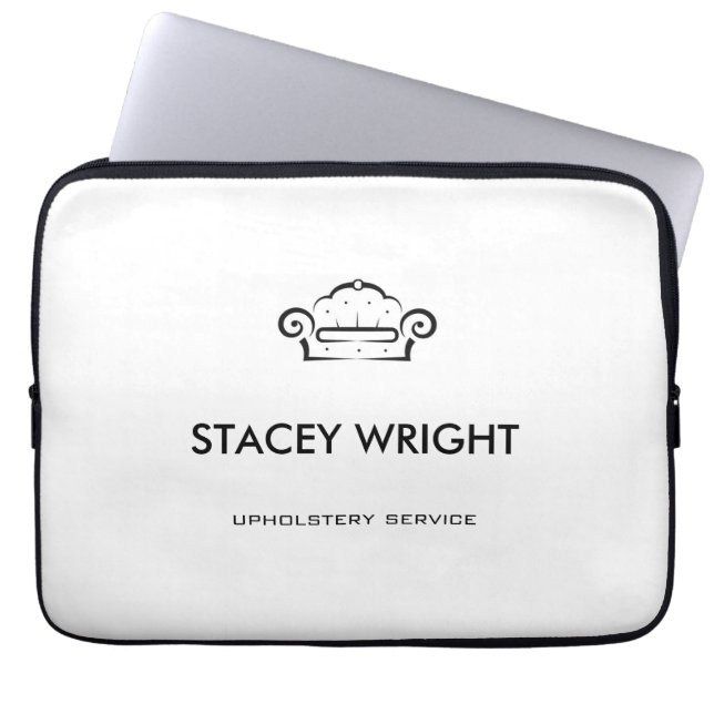 Sofa Schwarz Silhouette Polster weiß Laptopschutzhülle (Vorderseite)