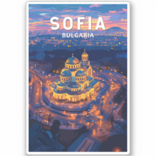 Sofia Bulgaria Illustration Travel Art Vintag Aufkleber