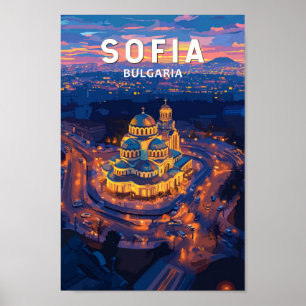 Sofia Bulgaria Illustration Travel Art Vintag Poster