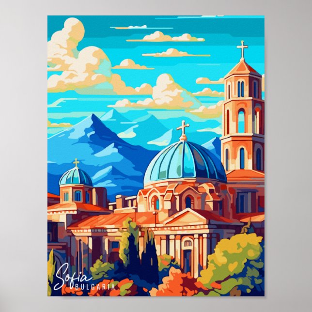 Sofia Bulgaria Vintage Illustration Poster (Vorne)