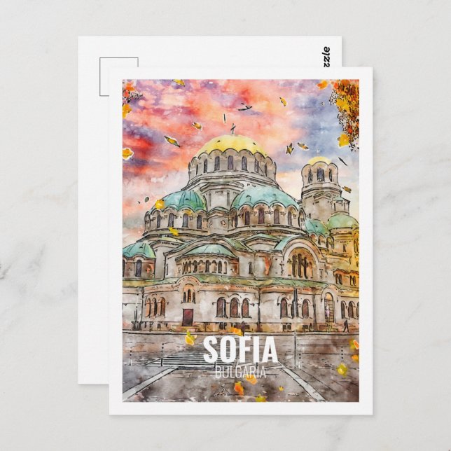 Sofia Bulgarien Bekannte Wasserfarbskizze für Reis Postkarte (Vorne/Hinten)
