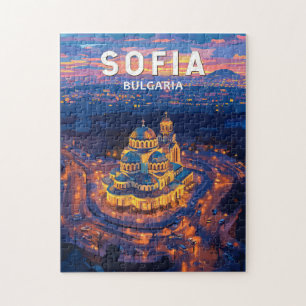 Sofia Bulgarien Illustration Reise Kunst Vintage Puzzle