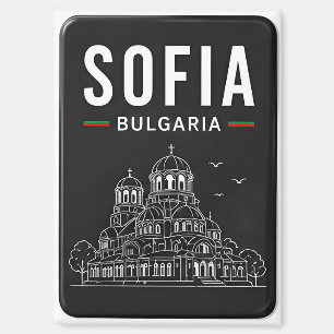 🧲 Sofia Bulgarien Kathedrale Line Art Souvenir ⚫ Magnet
