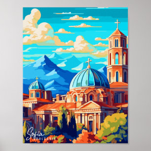 Sofia Bulgarien Vintage-Reiseillustration Poster