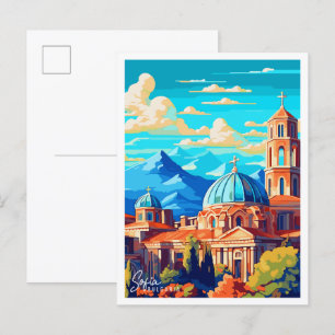 Sofia Bulgarien Vintage-Reiseillustration Postkarte