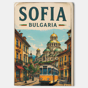 🧲 Sofia Bulgarien Vintage-Straßenbahn Reiseandenk Magnet
