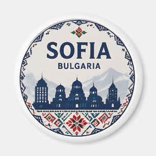 🧲 Sofia Bulgarien Volksmuster Reiseandenken ❤️ Magnet