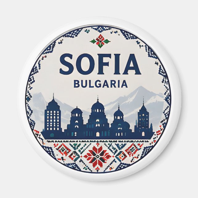 🧲 Sofia Bulgarien Volksmuster Reiseandenken ❤️ Magnet (Vorne)