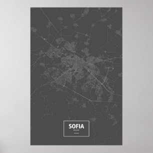 Sofia, Bulgarien (weiß auf Schwarzem) Poster