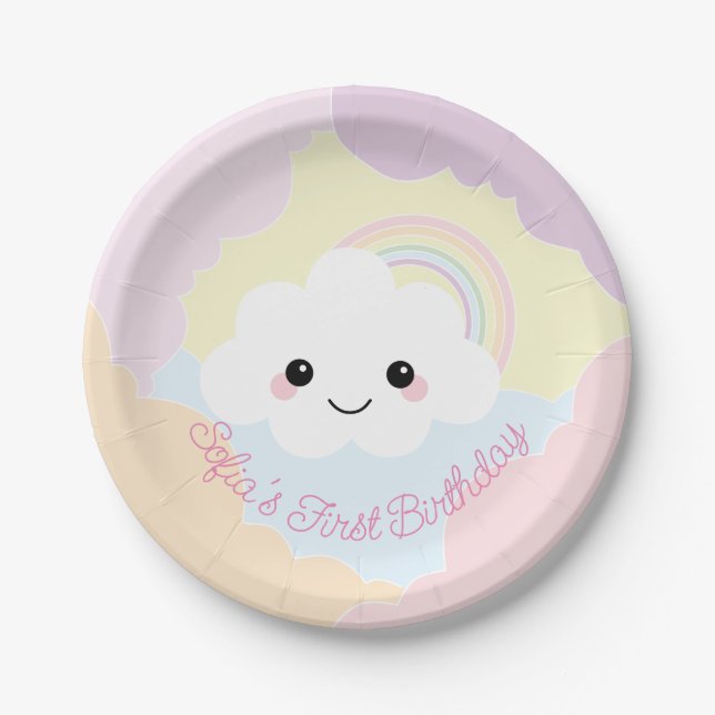 Sofia Cloud Birthday Paper Plate Pappteller (Vorderseite)