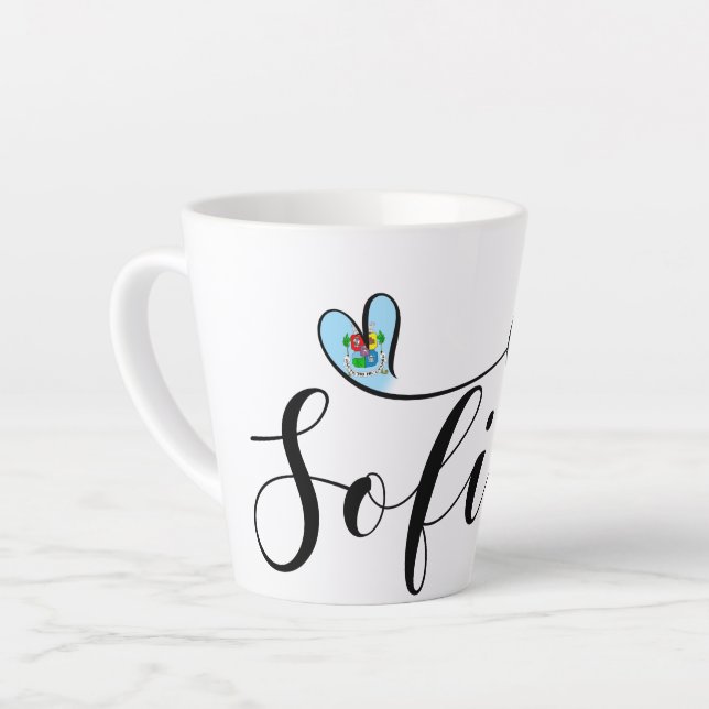 Sofia Flag, I Heart Sofia, Bulgarien Milchtasse (Linke Ecke)