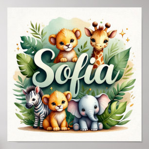 Sofia Safari-Kinderzimmer-Wandkunst Poster