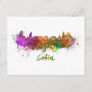 Sofia skyline im Watercolor Postkarte