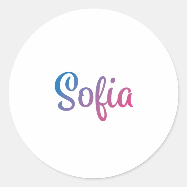 Sofia Stylish Cursive Runder Aufkleber (Vorderseite)