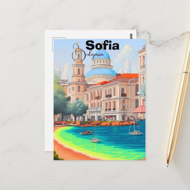 Sofia Travel Poster Sofia Poster Wall Art Bulgaria Postkarte (Vorderseite/Rückseite Beispiel)