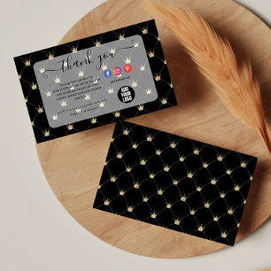 Sofisticated Black Gold Crown Layout Dankeskarte
