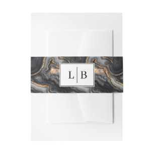 Sofisticated Black und Gold Marmor Welle Einladungsbanderole