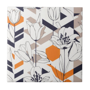 Sofisticated geometrisches Tulpenmuster in warmer Fliese
