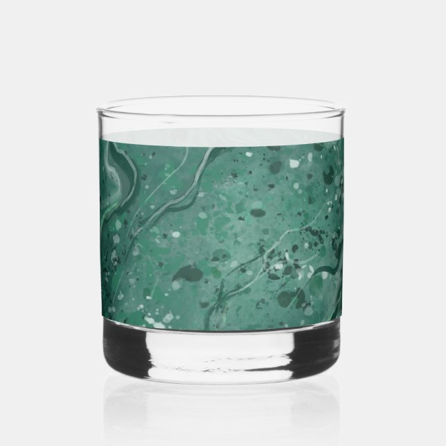 Sofisticated grüner Marmorglas Whiskyglas (Vorderseite)